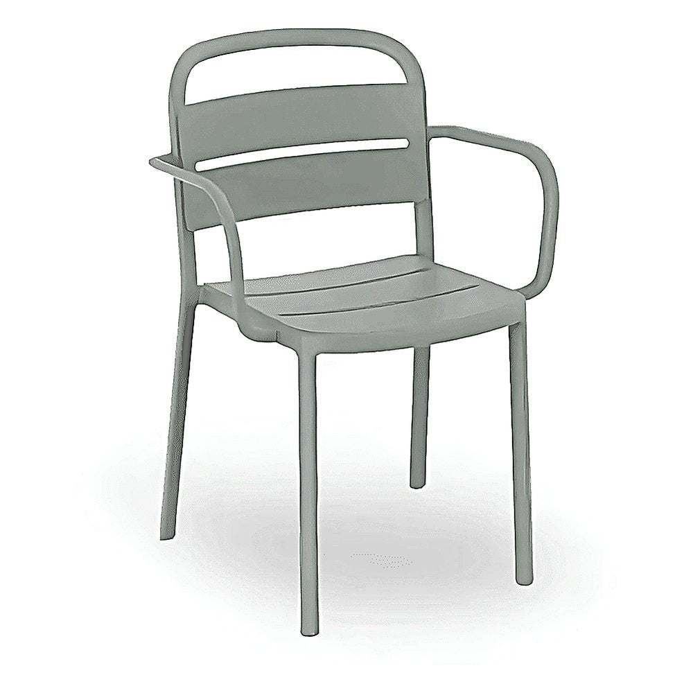 Silla Comercial para Cafetería Protección UV - RESOL COMO ARMCHAIR - Varios Colores - Asiento y Respaldo en Polipropileno - 05350 - Resol - NOGAL BEAT - Silla Comercial Exterior