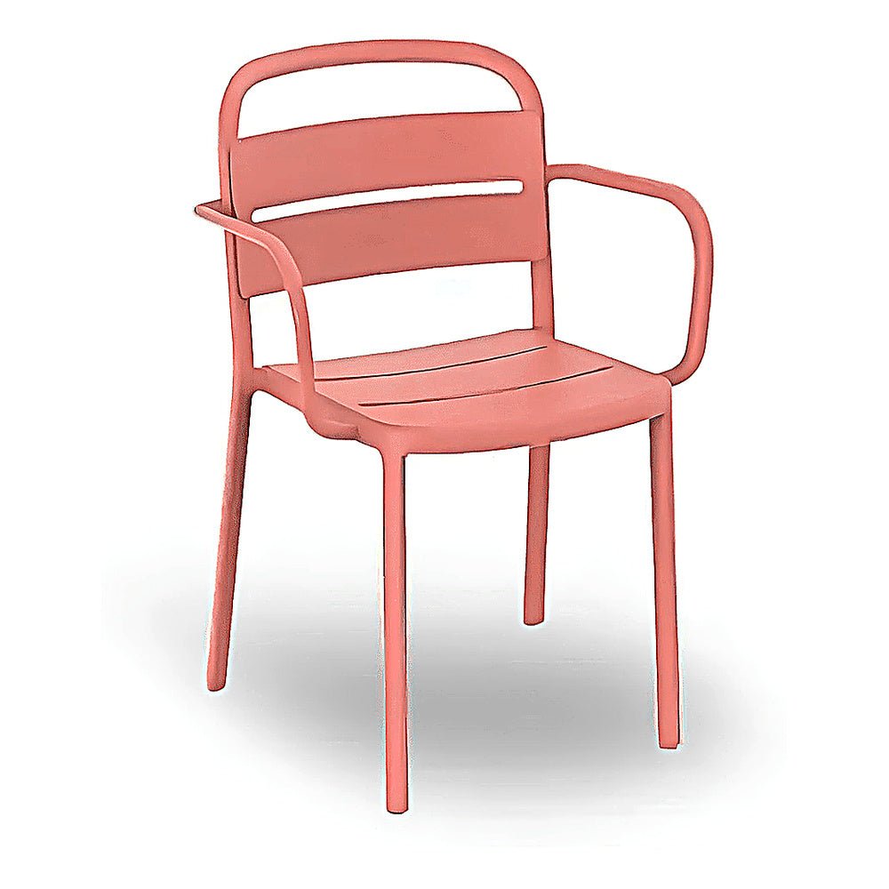Silla Comercial para Cafetería Protección UV - RESOL COMO ARMCHAIR - Varios Colores - Asiento y Respaldo en Polipropileno - 05353 - Resol - NOGAL BEAT - Silla Comercial Exterior
