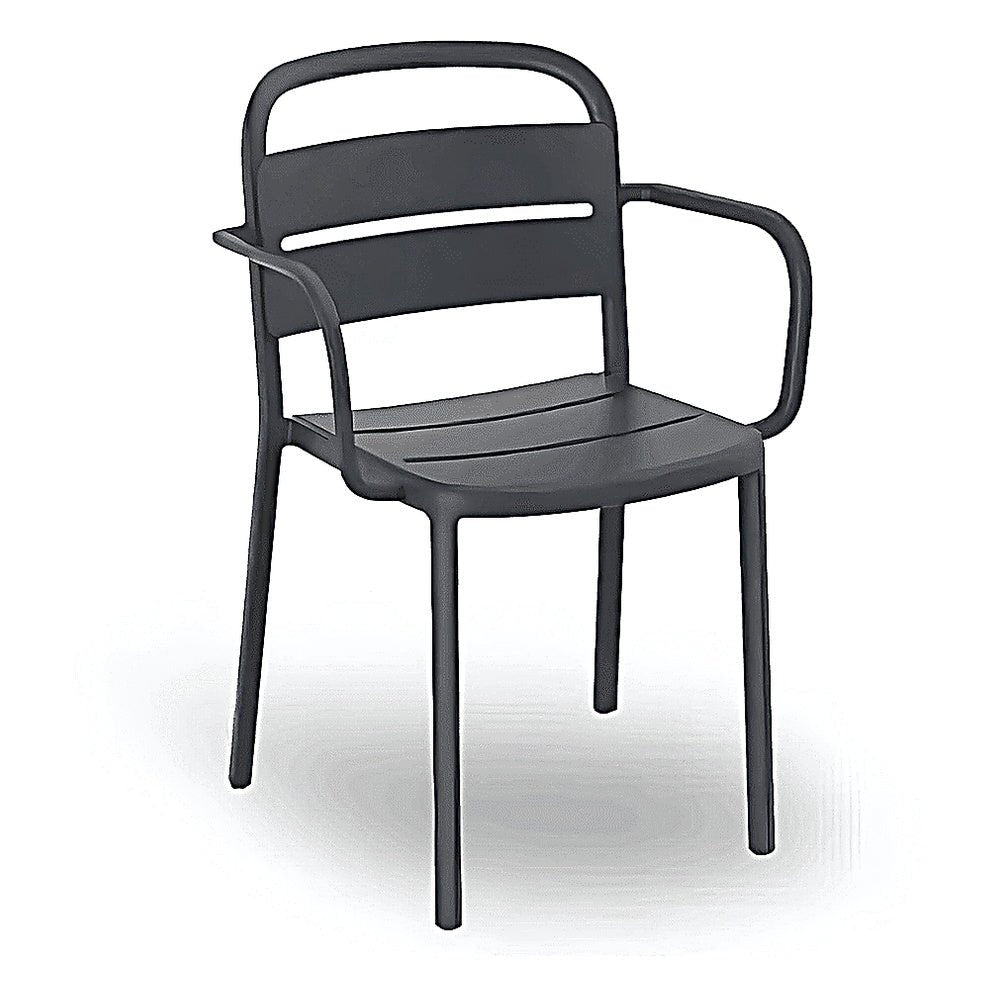 Silla Comercial para Cafetería Protección UV - RESOL COMO ARMCHAIR - Varios Colores - Asiento y Respaldo en Polipropileno - 05350 - Resol - NOGAL BEAT - Silla Comercial Exterior