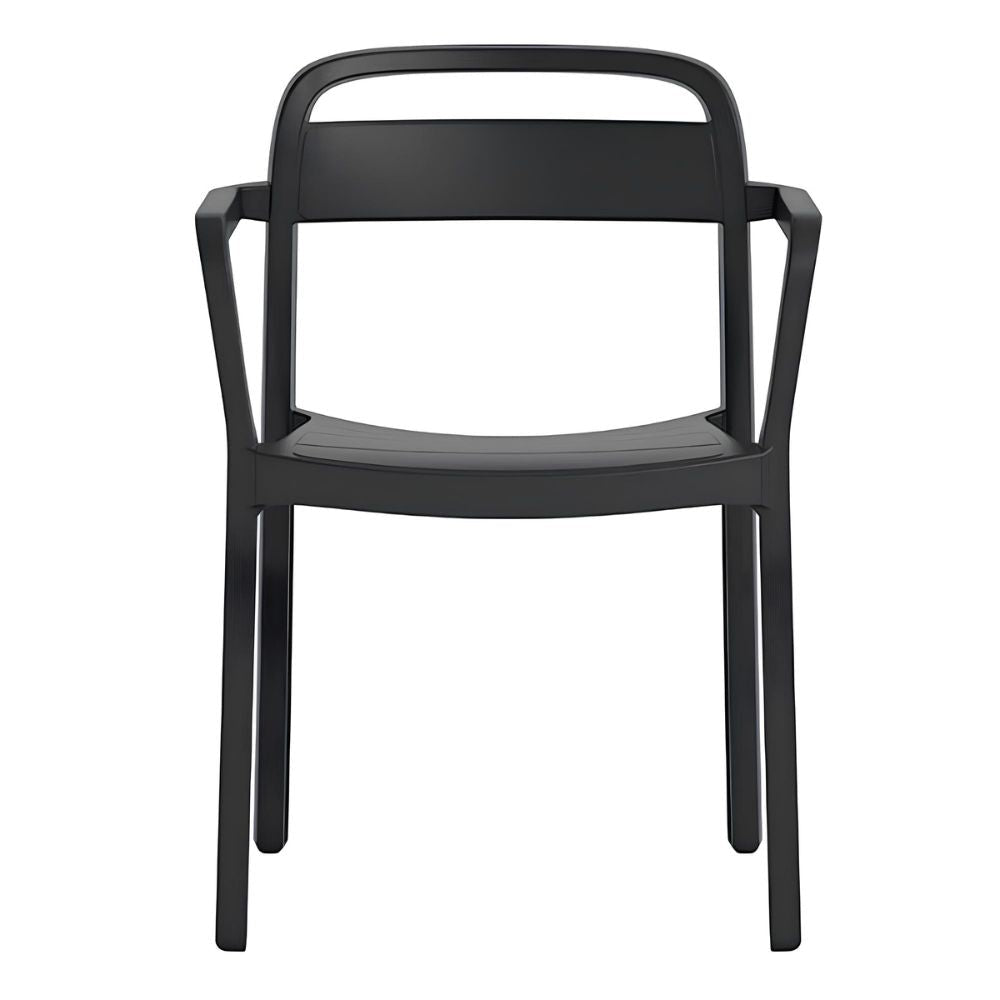 Silla comercial Resol June con brazos en polipropileno reciclable, apilable