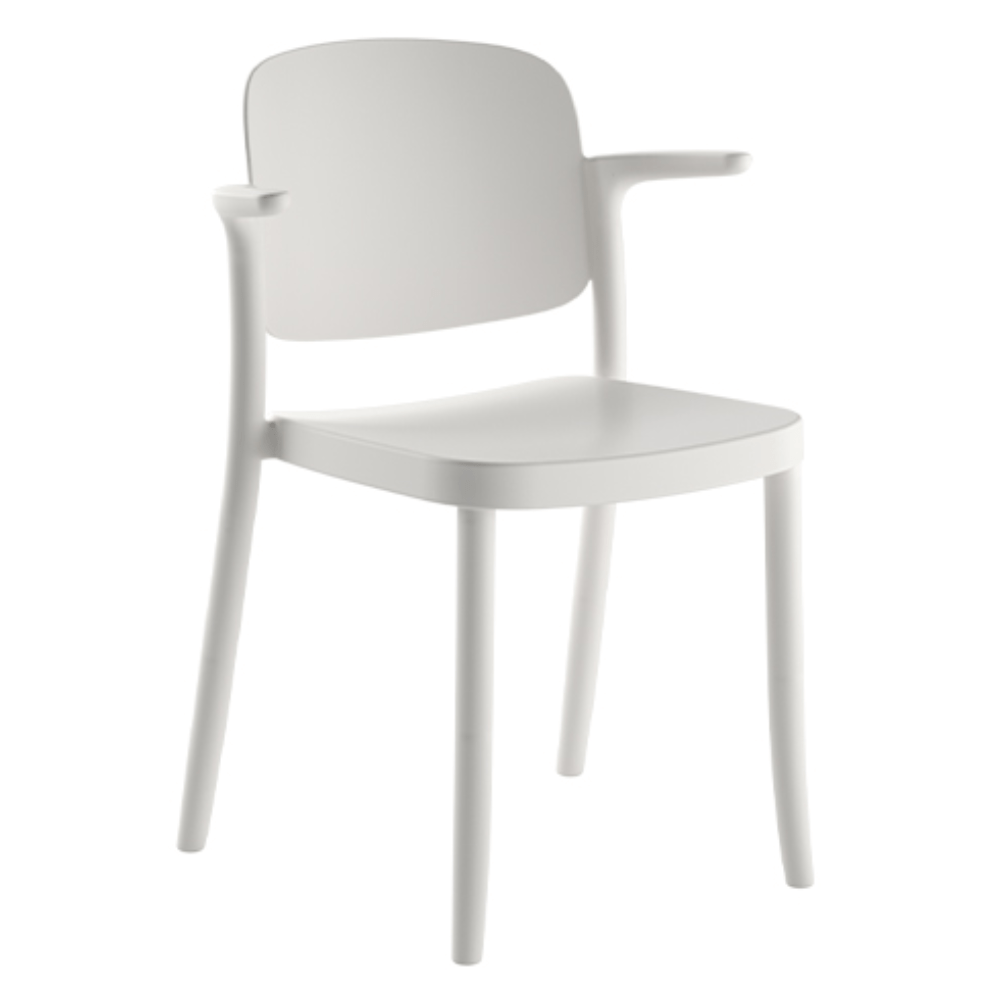 Silla comercial Colos Piazza 2 con brazos, monobloque de polipropileno y diseño clásico para cafetería