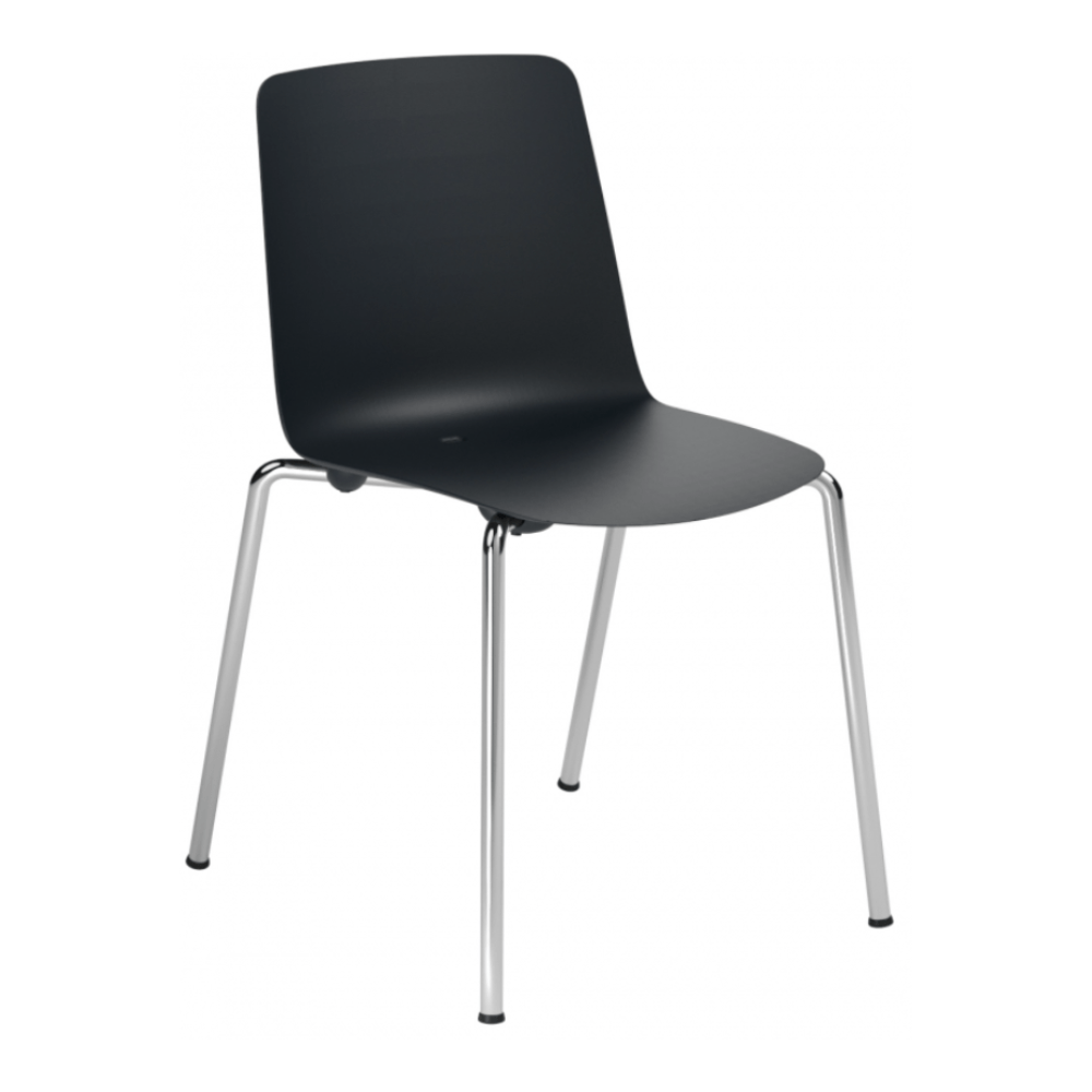 Silla comercial Colos Vesper 1 con casco de polipropileno y patas de acero tubular para cafetería