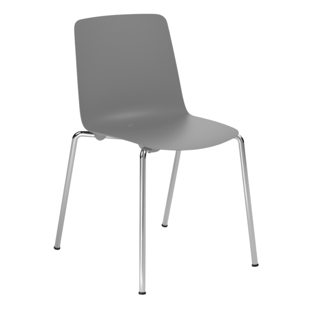 Silla comercial Colos Vesper 1 con casco de polipropileno y patas de acero tubular para cafetería
