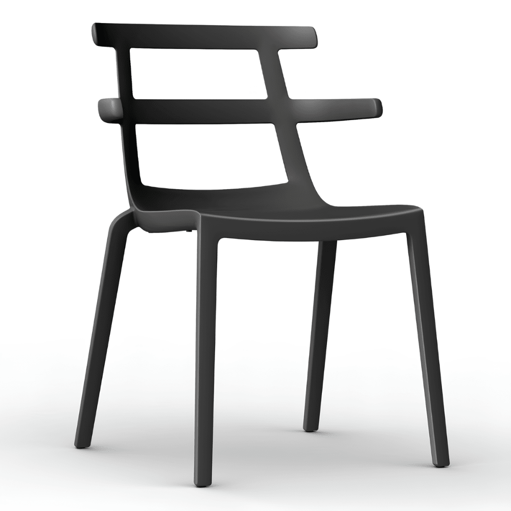 Silla comercial Resol Tokyo con brazos en polipropileno con fibra de vidrio, apilable