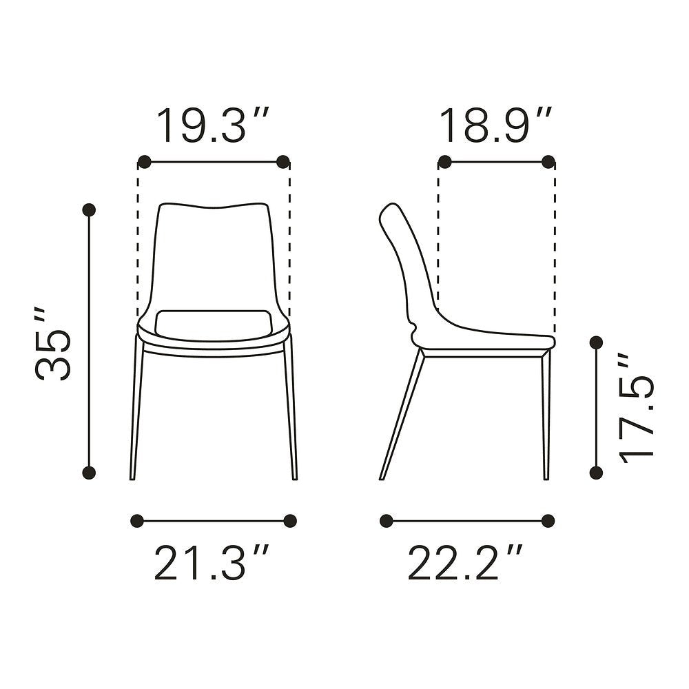 Silla Comercial para Cafetería - ZUO ACE 54x56 101279 - Varios Colores - Asiento y Respaldo Tapizados en Piel Sintética - 101279 - Zuo - NOGAL BEAT - Silla Comercial Interior