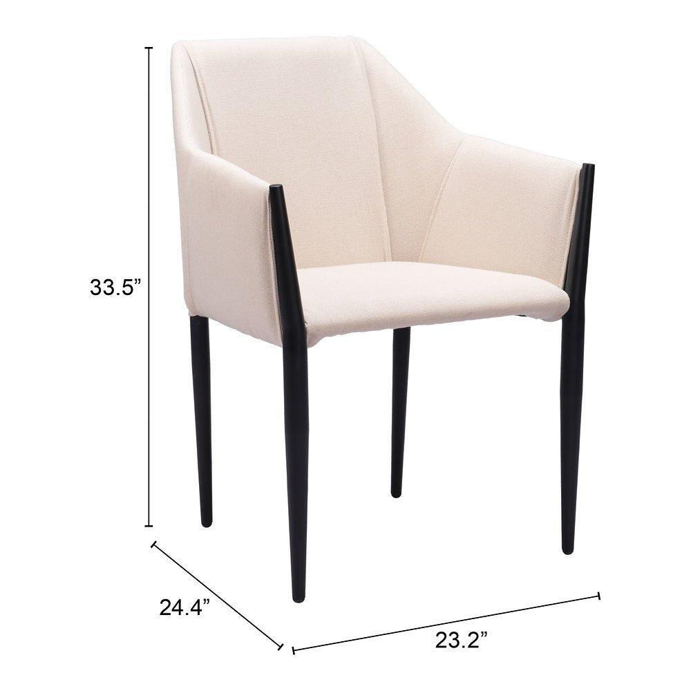 Silla Comercial para Cafetería - ZUO ANDOVER - Beige - Asiento y Respaldo Tapizados - 110168 - Zuo - NOGAL BEAT - Silla Comercial Interior