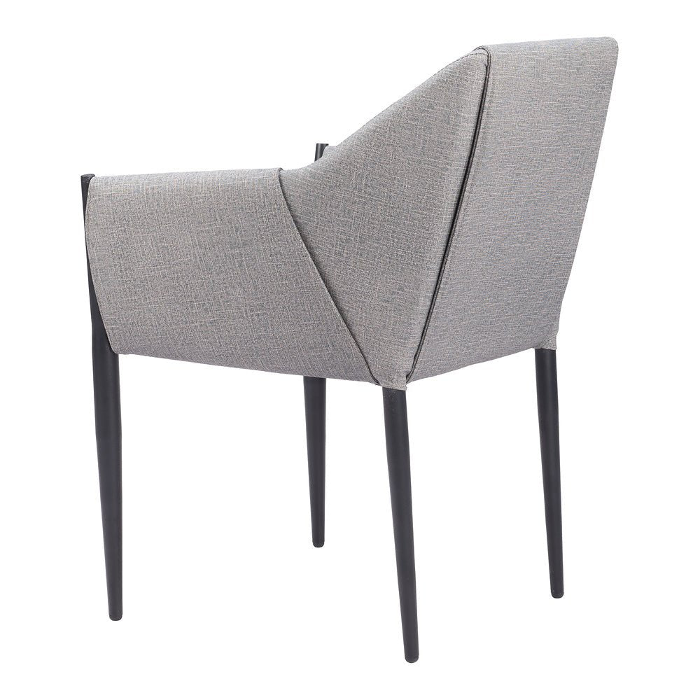 Silla Comercial para Cafetería - ZUO ANDOVER - Gris Pizarra - Asiento y Respaldo Tapizados en Lino Sintético - 110167 - Zuo - NOGAL BEAT - Silla Comercial Interior