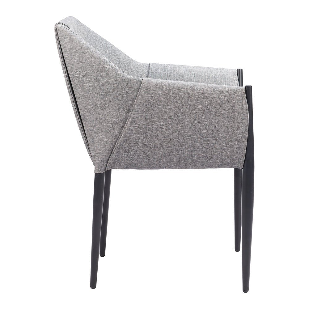Silla Comercial para Cafetería - ZUO ANDOVER - Gris Pizarra - Asiento y Respaldo Tapizados en Lino Sintético - 110167 - Zuo - NOGAL BEAT - Silla Comercial Interior