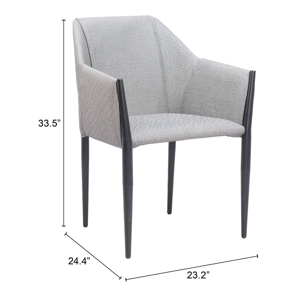 Silla Comercial para Cafetería - ZUO ANDOVER - Gris Pizarra - Asiento y Respaldo Tapizados en Lino Sintético - 110167 - Zuo - NOGAL BEAT - Silla Comercial Interior