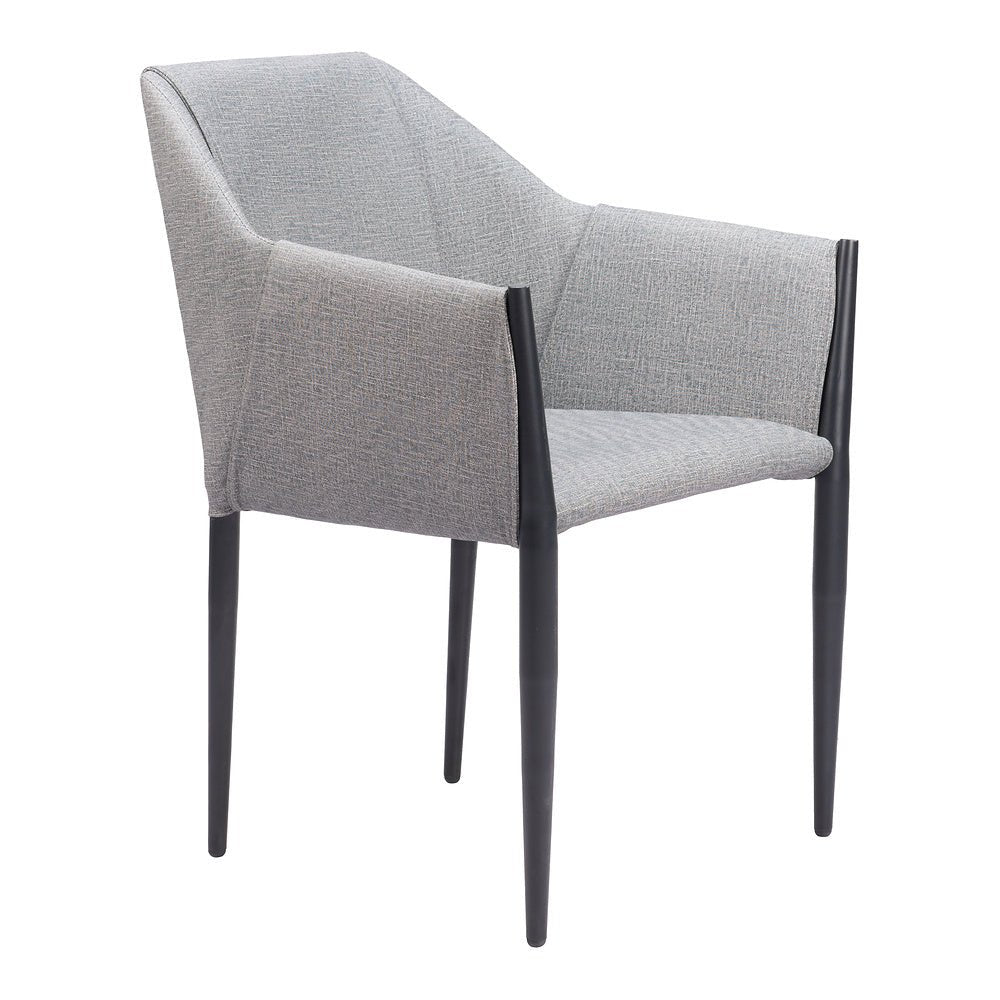 Silla Comercial para Cafetería - ZUO ANDOVER - Gris Pizarra - Asiento y Respaldo Tapizados en Lino Sintético - 110167 - Zuo - NOGAL BEAT - Silla Comercial Interior