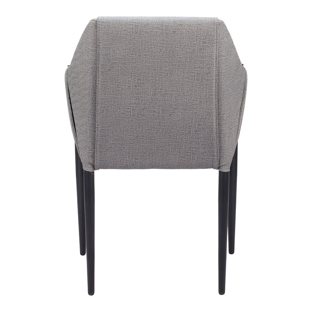 Silla Comercial para Cafetería - ZUO ANDOVER - Gris Pizarra - Asiento y Respaldo Tapizados en Lino Sintético - 110167 - Zuo - NOGAL BEAT - Silla Comercial Interior