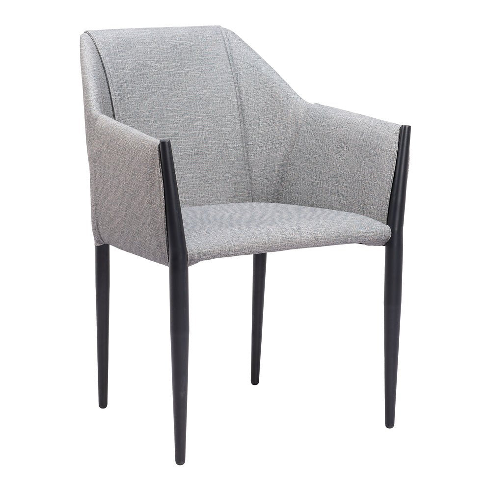 Silla Comercial para Cafetería - ZUO ANDOVER - Gris Pizarra - Asiento y Respaldo Tapizados en Lino Sintético - 110167 - Zuo - NOGAL BEAT - Silla Comercial Interior