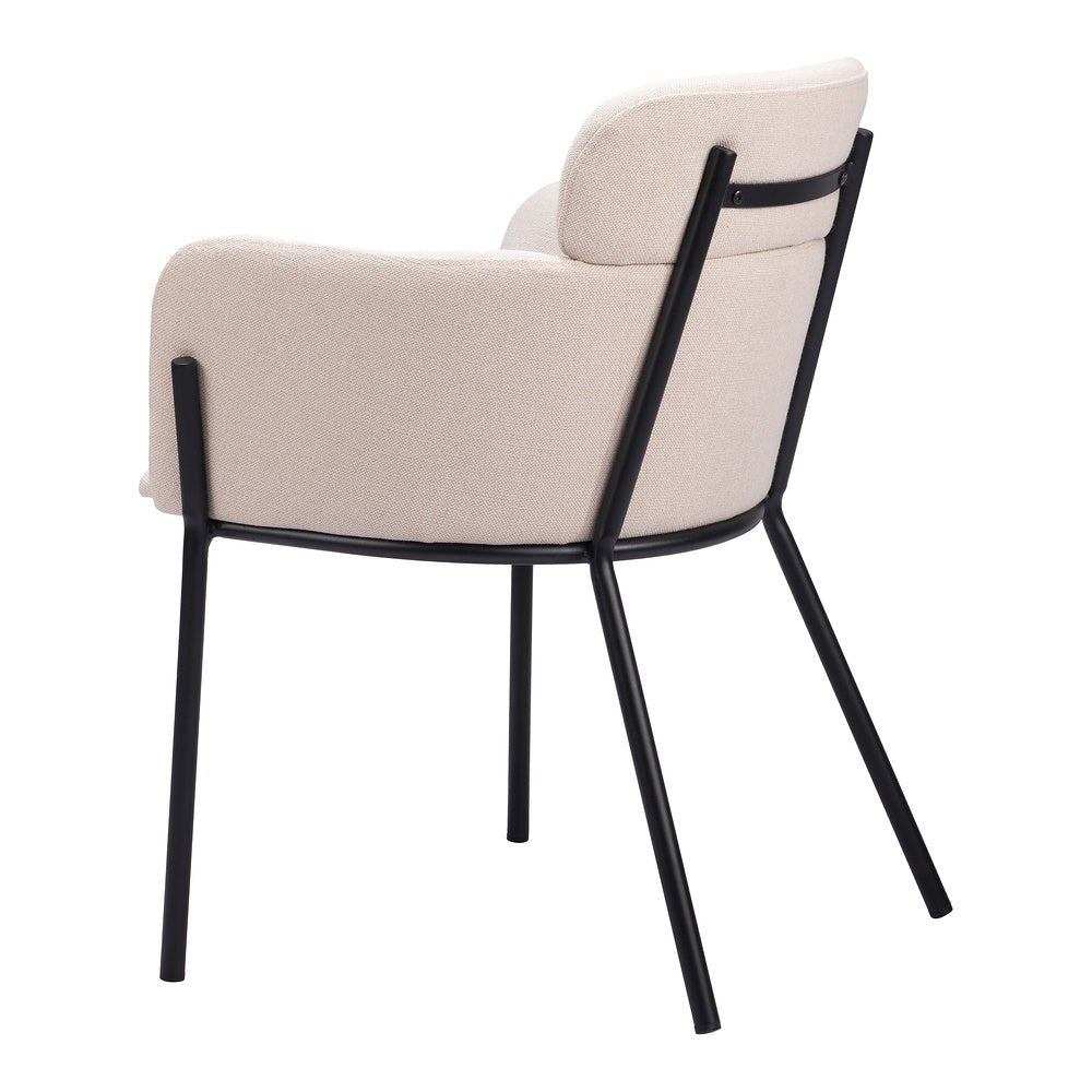 Silla Comercial para Cafetería - ZUO BREMOR - Beige - Asiento y Respaldo Tapizados - 110172 - Zuo - NOGAL BEAT - Silla Comercial Interior