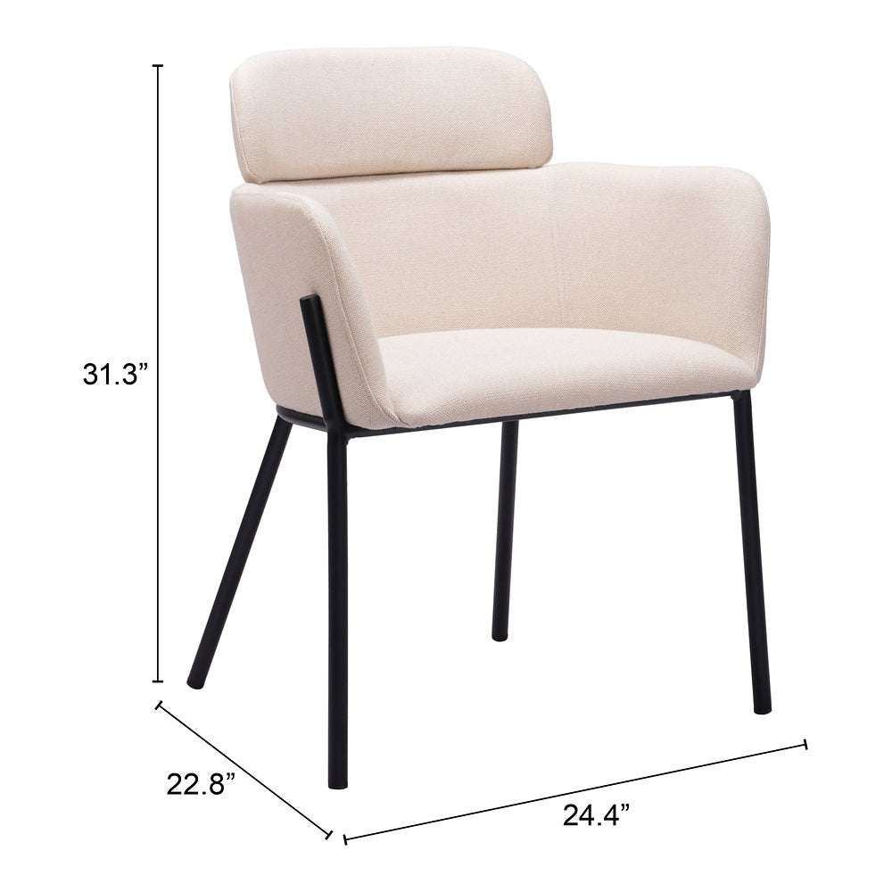 Silla Comercial para Cafetería - ZUO BREMOR - Beige - Asiento y Respaldo Tapizados - 110172 - Zuo - NOGAL BEAT - Silla Comercial Interior