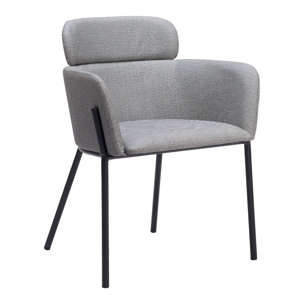 Silla Comercial para Cafetería - ZUO BREMOR - Gris Pizarra - Asiento y Respaldo Tapizados en Lino Sintético - 110171 - Zuo - NOGAL BEAT - Silla Comercial Interior