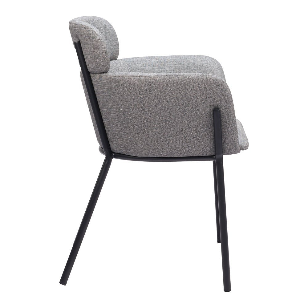 Silla Comercial para Cafetería - ZUO BREMOR - Gris Pizarra - Asiento y Respaldo Tapizados en Lino Sintético - 110171 - Zuo - NOGAL BEAT - Silla Comercial Interior