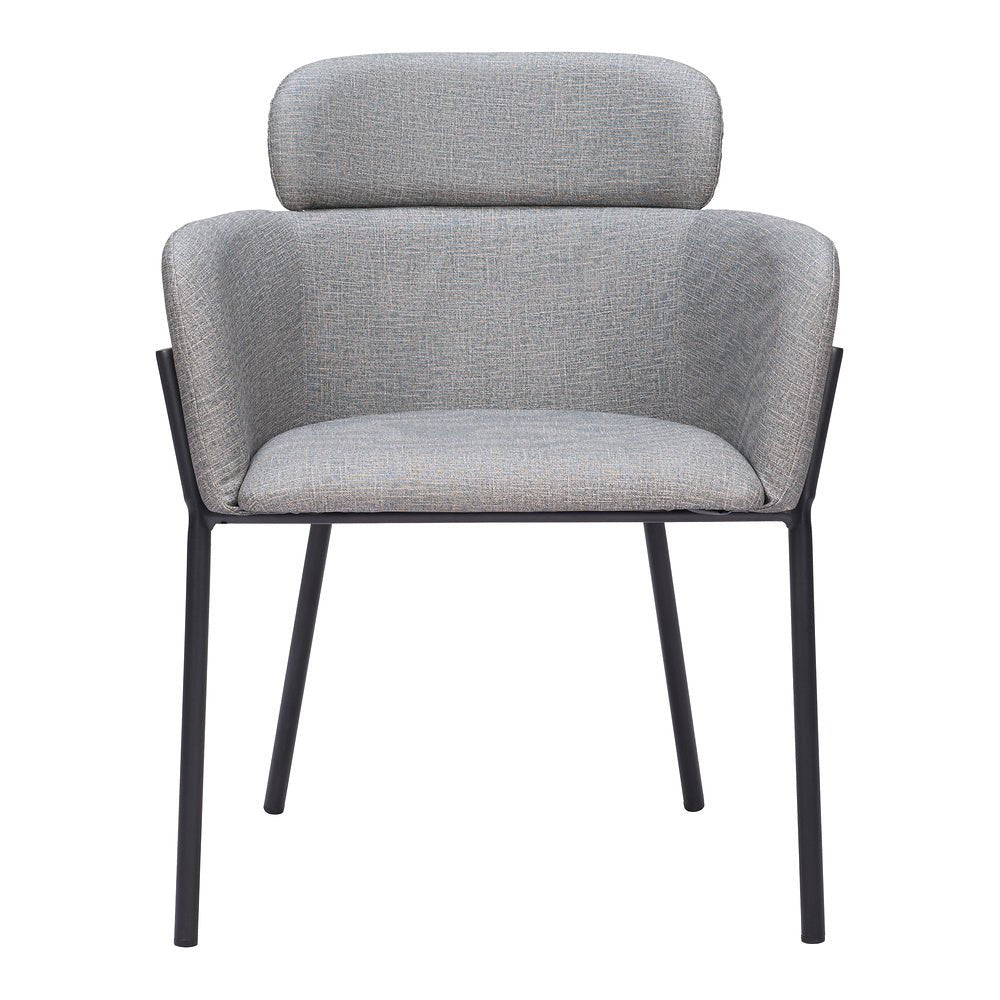Silla Comercial para Cafetería - ZUO BREMOR - Gris Pizarra - Asiento y Respaldo Tapizados en Lino Sintético - 110171 - Zuo - NOGAL BEAT - Silla Comercial Interior