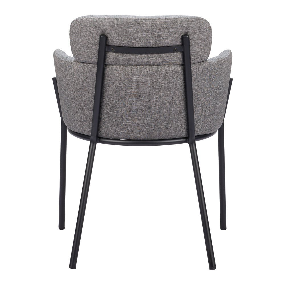 Silla Comercial para Cafetería - ZUO BREMOR - Gris Pizarra - Asiento y Respaldo Tapizados en Lino Sintético - 110171 - Zuo - NOGAL BEAT - Silla Comercial Interior