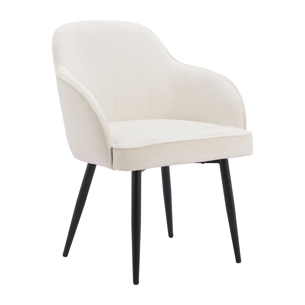Silla Comercial para Cafetería - ZUO JOLIE - Marfil - Asiento y Respaldo Tapizados en Tela Tipo Terciopelo - 110157 - Zuo - NOGAL BEAT - Silla Comercial Interior