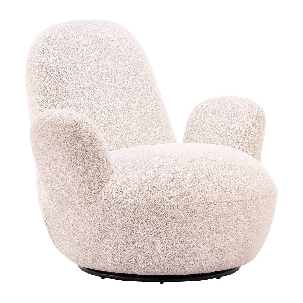 Silla Comercial para Cafetería - ZUO LUNET - Marfil - Asiento y Respaldo Tapizados en Tela Tipo Borrego - 111007 - Zuo - NOGAL BEAT - Silla Comercial Interior