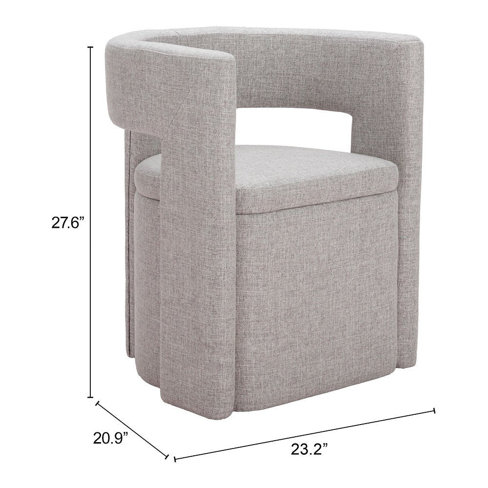 Silla Comercial para Cafetería - ZUO PAPUA - Gris - Asiento y Estructura en Tela de Alto Desempeño 100% Poliéster - 109993 - Zuo - NOGAL BEAT - Silla Comercial Interior
