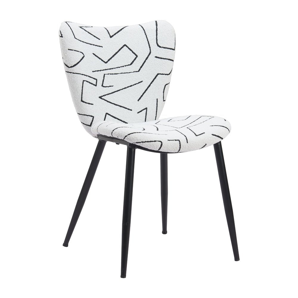 Silla Comercial para Cafetería - ZUO PRESTIGE - Blanco - Asiento y Respaldo Tapizados en Tejido Texturizado - 110290 - Zuo - NOGAL BEAT - Silla Comercial Interior