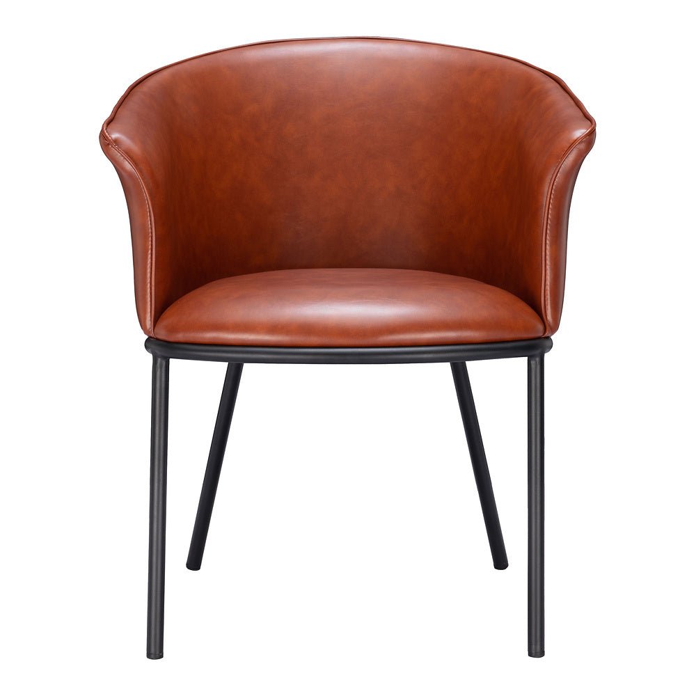 Silla Comercial para Comedor de Empresa - ZUO GARSTON - Varios Colores - Asiento y Respaldo Tapizados en Piel Sintética - 110176 - Zuo - NOGAL BEAT - Silla Comercial Interior