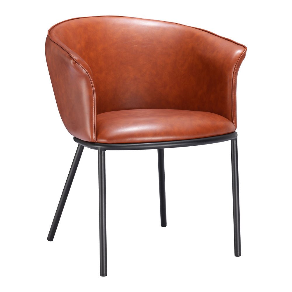 Silla Comercial para Comedor de Empresa - ZUO GARSTON - Varios Colores - Asiento y Respaldo Tapizados en Piel Sintética - 110176 - Zuo - NOGAL BEAT - Silla Comercial Interior
