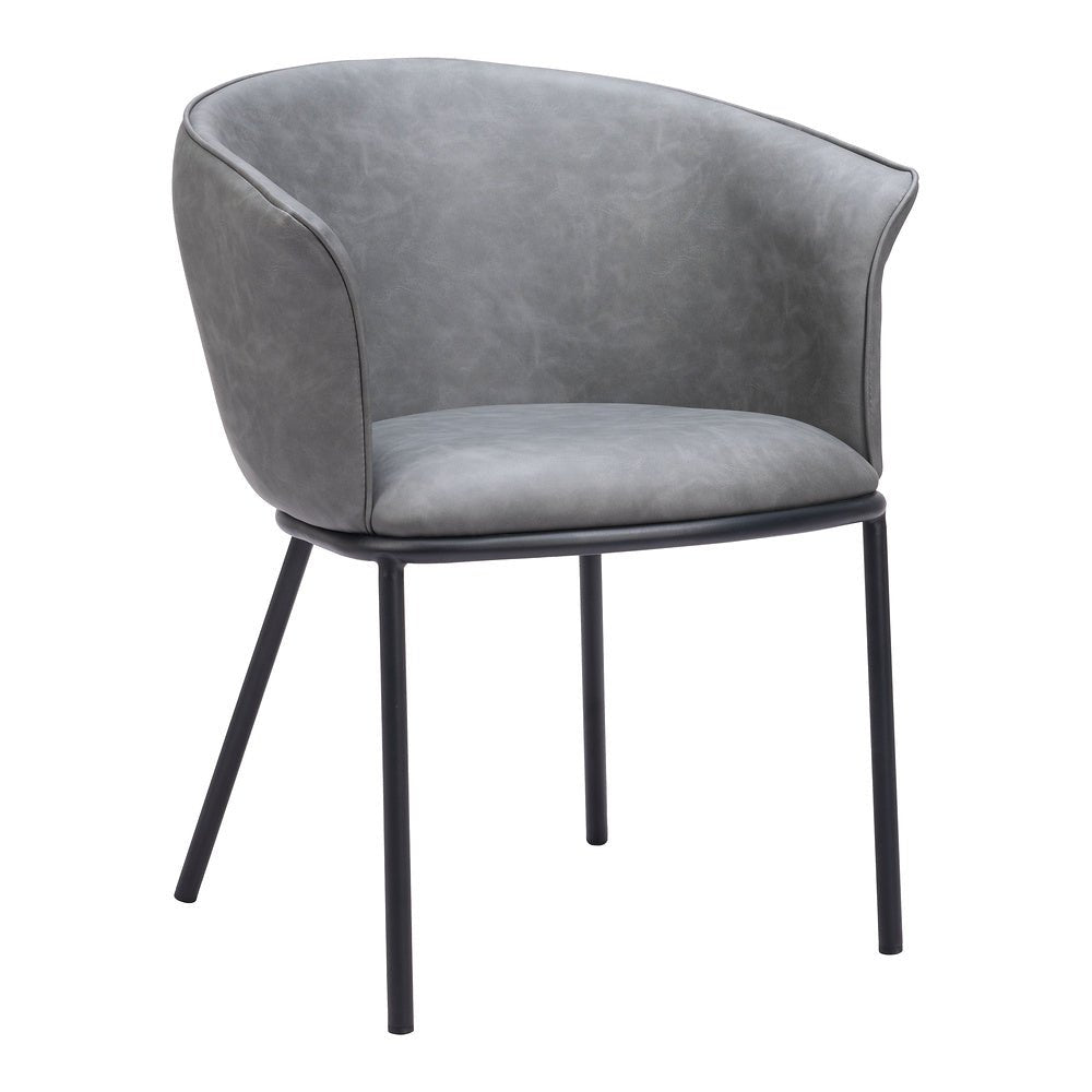 Silla Comercial para Comedor de Empresa - ZUO GARSTON - Varios Colores - Asiento y Respaldo Tapizados en Piel Sintética - 110175 - Zuo - NOGAL BEAT - Silla Comercial Interior