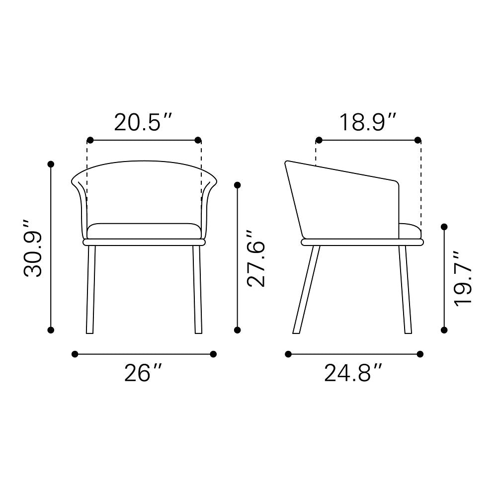 Silla Comercial para Comedor de Empresa - ZUO GARSTON - Varios Colores - Asiento y Respaldo Tapizados en Piel Sintética - 110176 - Zuo - NOGAL BEAT - Silla Comercial Interior