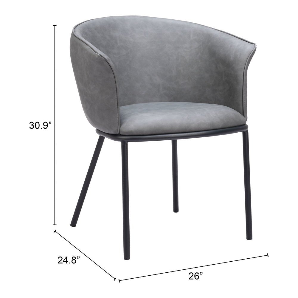 Silla Comercial para Comedor de Empresa - ZUO GARSTON - Varios Colores - Asiento y Respaldo Tapizados en Piel Sintética - 110175 - Zuo - NOGAL BEAT - Silla Comercial Interior
