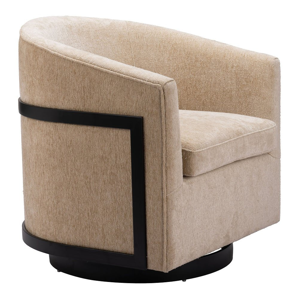 Silla Comercial para Comedor de Empresa - ZUO HANKO - Beige Dorado - Asiento y Respaldo Tapizados en Tejido Texturizado - 110009 - Zuo - NOGAL BEAT - Silla Comercial Interior
