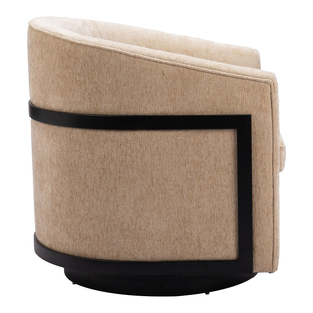 Silla Comercial para Comedor de Empresa - ZUO HANKO - Beige Dorado - Asiento y Respaldo Tapizados en Tejido Texturizado - 110009 - Zuo - NOGAL BEAT - Silla Comercial Interior