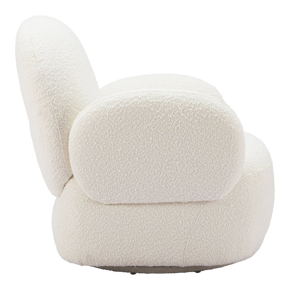 Silla Comercial para Comedor de Empresa - ZUO PILKA - Blanco - Asiento y Respaldo Tapizados en Tela Tipo Borrego - 110280 - Zuo - NOGAL BEAT - Silla Comercial Interior