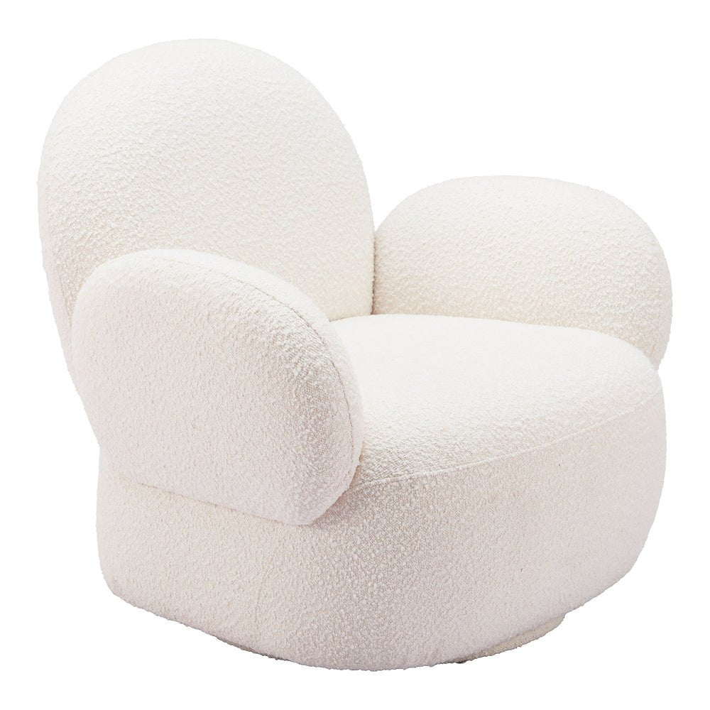 Silla Comercial para Comedor de Empresa - ZUO PILKA - Blanco - Asiento y Respaldo Tapizados en Tela Tipo Borrego - 110280 - Zuo - NOGAL BEAT - Silla Comercial Interior