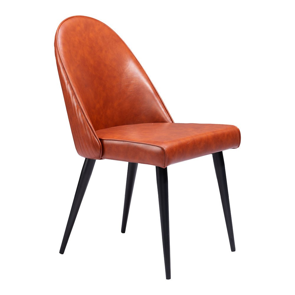 Silla Comercial para Comedor de Empresa - ZUO SILLOTH - Café - Asiento y Respaldo Tapizados en Piel Sintética - 110119 - Zuo - NOGAL BEAT - Silla Comercial Interior
