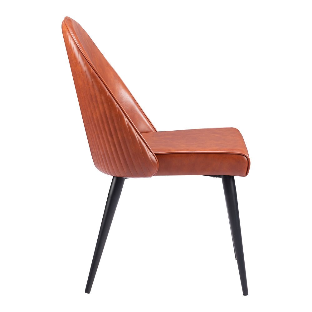 Silla Comercial para Comedor de Empresa - ZUO SILLOTH - Café - Asiento y Respaldo Tapizados en Piel Sintética - 110119 - Zuo - NOGAL BEAT - Silla Comercial Interior