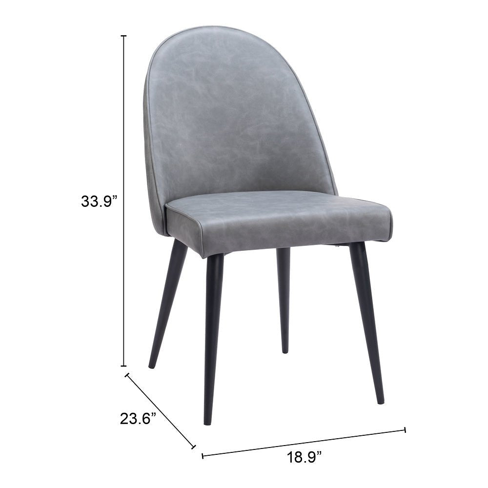 Silla Comercial para Comedor de Empresa - ZUO SILLOTH - Gris - Asiento y Respaldo Tapizados en Piel Sintética - 110118 - Zuo - NOGAL BEAT - Silla Comercial Interior