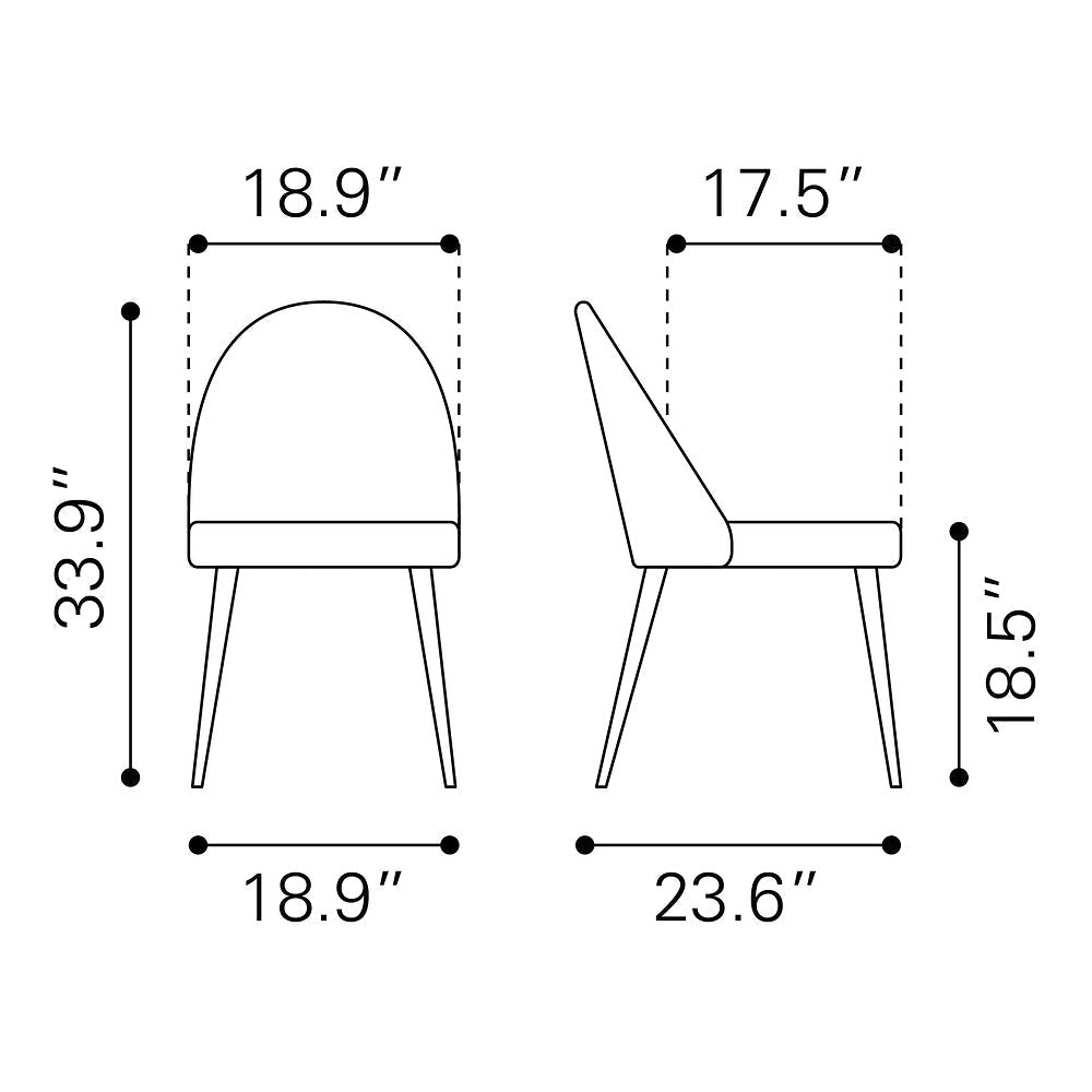 Silla Comercial para Comedor de Empresa - ZUO SILLOTH - Gris - Asiento y Respaldo Tapizados en Piel Sintética - 110118 - Zuo - NOGAL BEAT - Silla Comercial Interior
