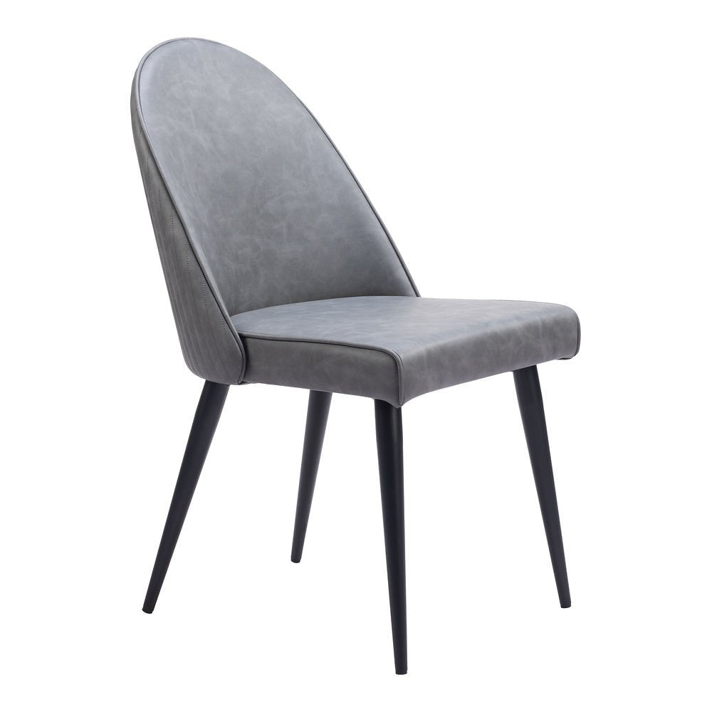 Silla Comercial para Comedor de Empresa - ZUO SILLOTH - Gris - Asiento y Respaldo Tapizados en Piel Sintética - 110118 - Zuo - NOGAL BEAT - Silla Comercial Interior