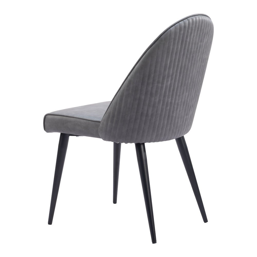 Silla Comercial para Comedor de Empresa - ZUO SILLOTH - Gris - Asiento y Respaldo Tapizados en Piel Sintética - 110118 - Zuo - NOGAL BEAT - Silla Comercial Interior