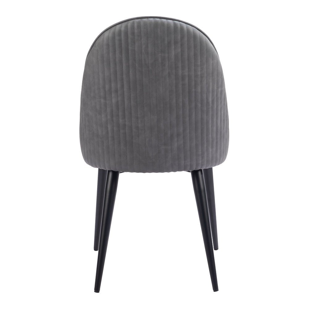 Silla Comercial para Comedor de Empresa - ZUO SILLOTH - Gris - Asiento y Respaldo Tapizados en Piel Sintética - 110118 - Zuo - NOGAL BEAT - Silla Comercial Interior