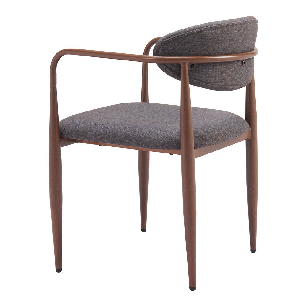 Silla Comercial para Comedor de Empresa - ZUO ZENS - Gris Trufa - Asiento y Respaldo Tapizados en Tejido Texturizado - 110208 - Zuo - NOGAL BEAT - Silla Comercial Interior