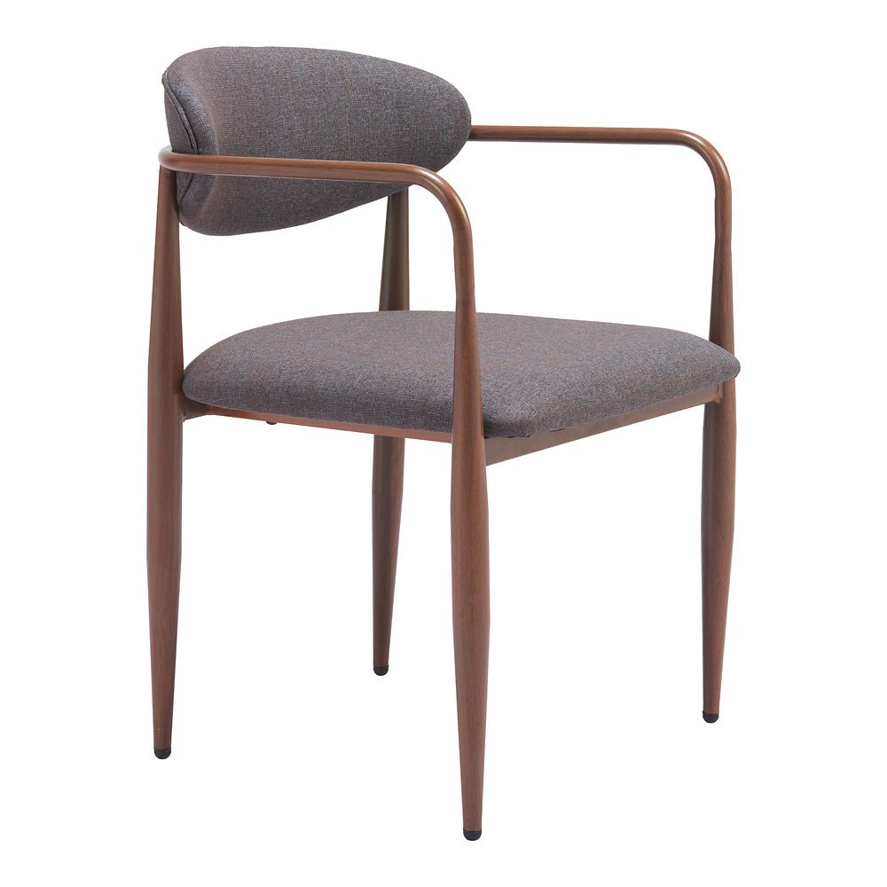 Silla Comercial para Comedor de Empresa - ZUO ZENS - Gris Trufa - Asiento y Respaldo Tapizados en Tejido Texturizado - 110208 - Zuo - NOGAL BEAT - Silla Comercial Interior