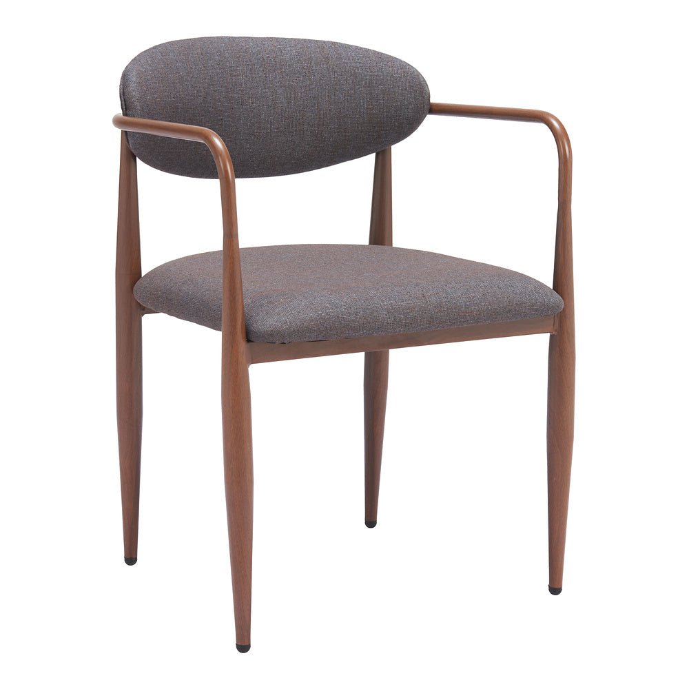 Silla Comercial para Comedor de Empresa - ZUO ZENS - Gris Trufa - Asiento y Respaldo Tapizados en Tejido Texturizado - 110208 - Zuo - NOGAL BEAT - Silla Comercial Interior