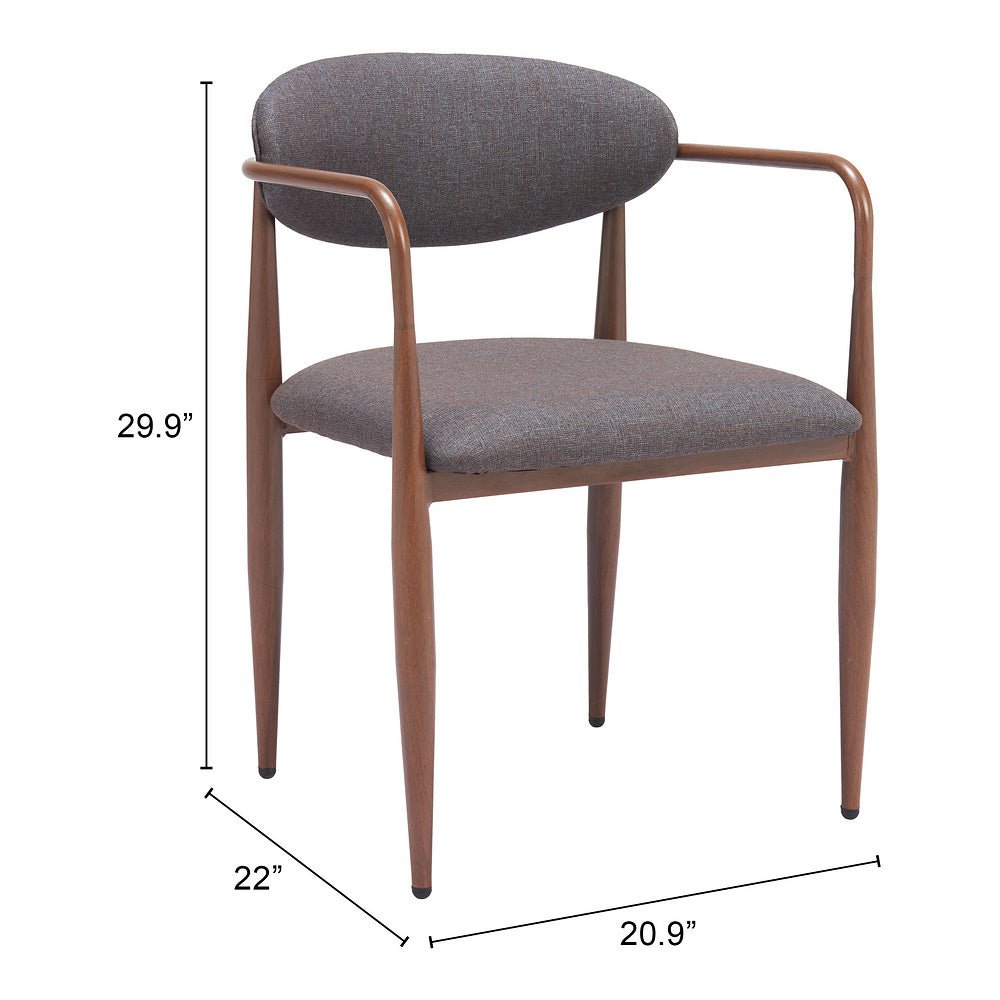 Silla Comercial para Comedor de Empresa - ZUO ZENS - Gris Trufa - Asiento y Respaldo Tapizados en Tejido Texturizado - 110208 - Zuo - NOGAL BEAT - Silla Comercial Interior