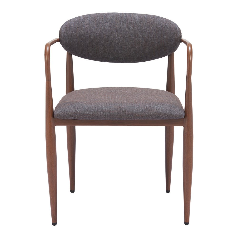 Silla Comercial para Comedor de Empresa - ZUO ZENS - Gris Trufa - Asiento y Respaldo Tapizados en Tejido Texturizado - 110208 - Zuo - NOGAL BEAT - Silla Comercial Interior