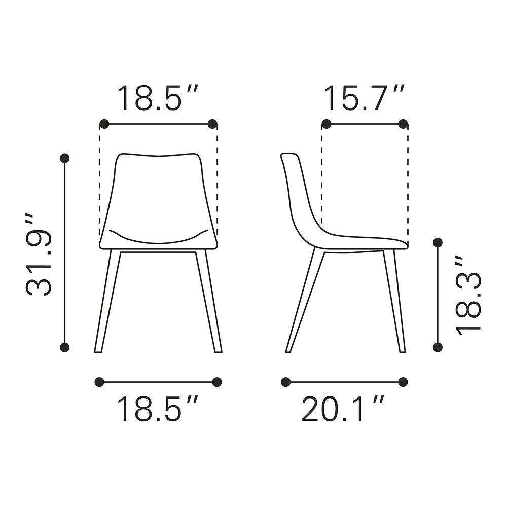 Silla Comercial para Desayunador - ZUO DANIEL - Gris - Asiento y Respaldo Tapizados - 101949 - Zuo - NOGAL BEAT - Silla Comercial Interior
