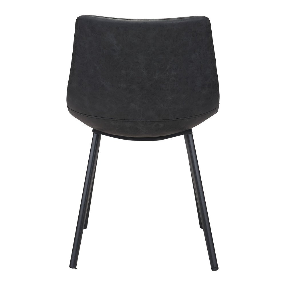 Silla Comercial para Desayunador - ZUO DANIEL - Negro Vintage - Asiento y Respaldo Tapizados en Piel Sintética - 101948 - Zuo - NOGAL BEAT - Silla Comercial Interior