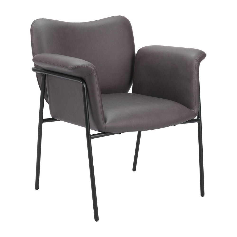Silla Comercial para Desayunador - ZUO HERITAGE - Café - Asiento y Respaldo Tapizados en Piel Sintética - 110357 - Zuo - NOGAL BEAT - Silla Comercial Interior